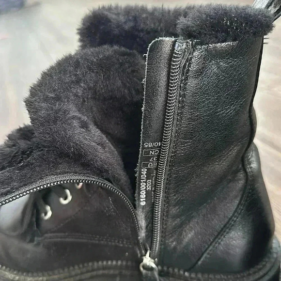 Zara Women’s Black Faux Fur Lined Grunge Style Goth Combat Ankle Boots Size 6.5 - Picture 8 of 11